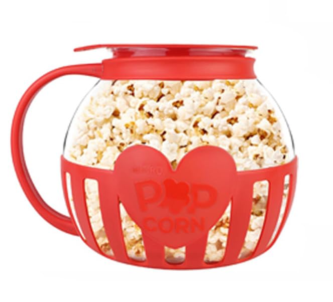 Palomitas de maíz en microondas, cristal de borosilicato, apto para microondas, apto para lavavajillas, para reuniones, fiestas, picnics, color rojo