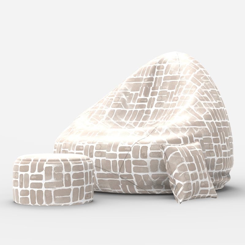 Image of BiggieBean Bag 6XL with Beans Filled - Full Printed Bean Bag Sofa with Cushion /Footrest - Official : Oreka Home Bean Bag - Comfort Level : Advanced - (Theme : Enchanted Elements)