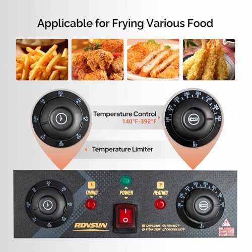 image for ROVSUN 24.9QT Electric Deep Fryer with Baskets, Timer Drains & Lids, 3