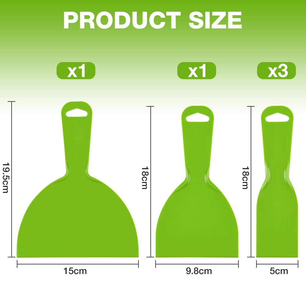 Set 3 Spatole In Plastica Per Stucco - 1.5, 3 E 6 Pollici, Flessibili, Per Pittura E Rimozione Carta Da Parati