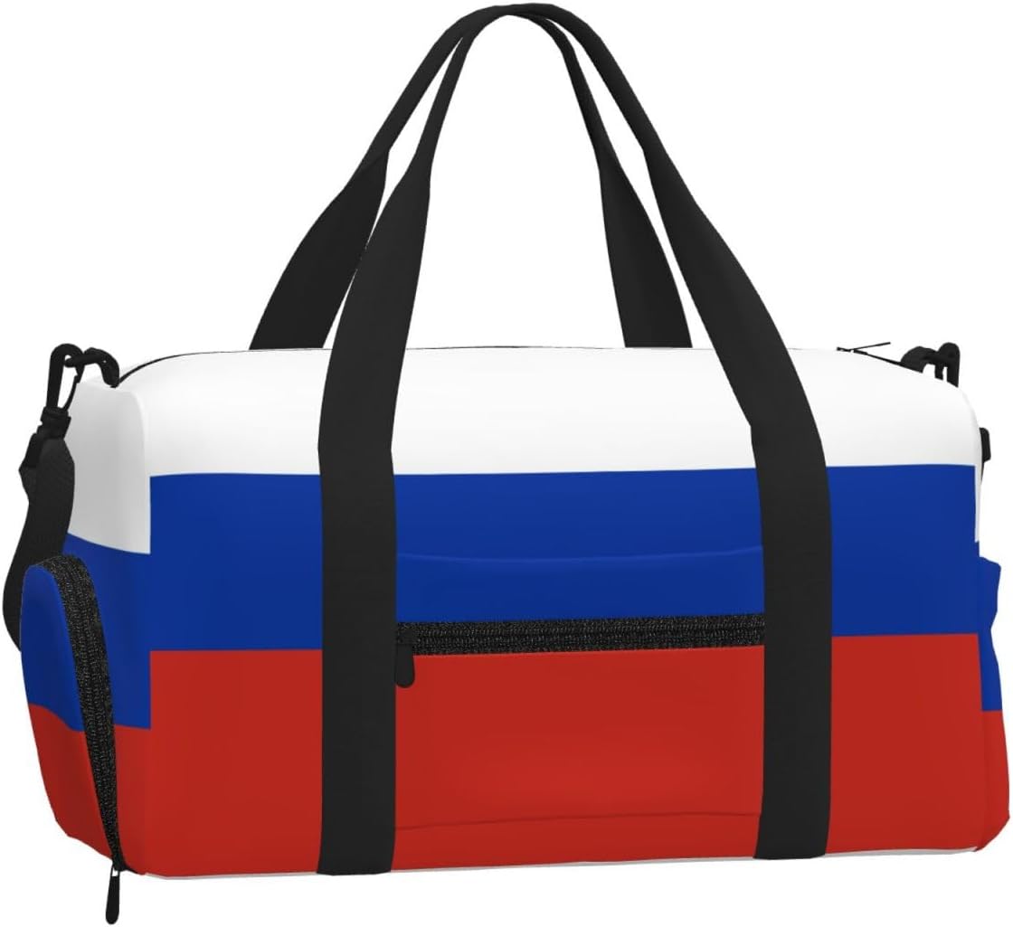 Russian Flag Print Handheld Sports Luggage Unisex Crossbody Bag Travel Weekend Fitness Workout