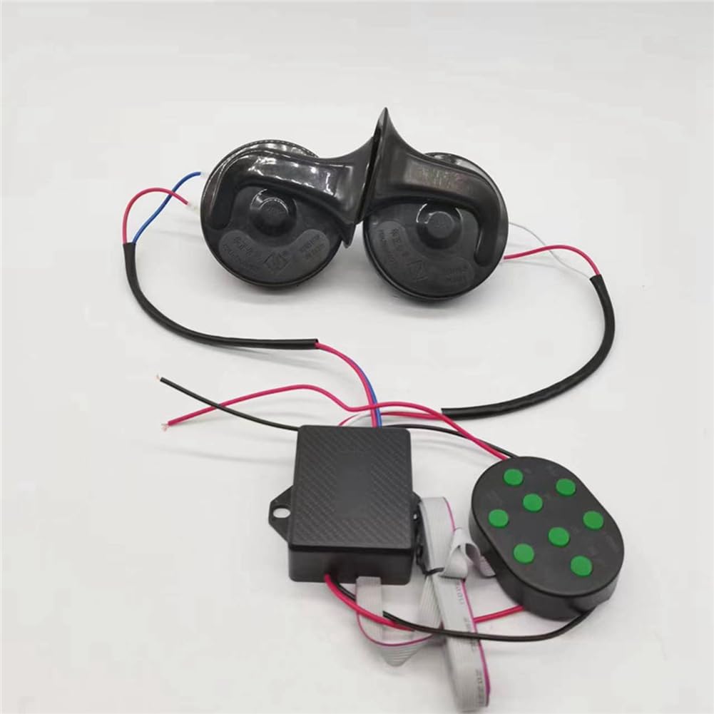 Bocina de Aire Musical Eléctrica de 12 V y 8 Tonos, para Vehículos, Motocicletas y Coches, con 8 Sonidos y Botón de Control Universal.