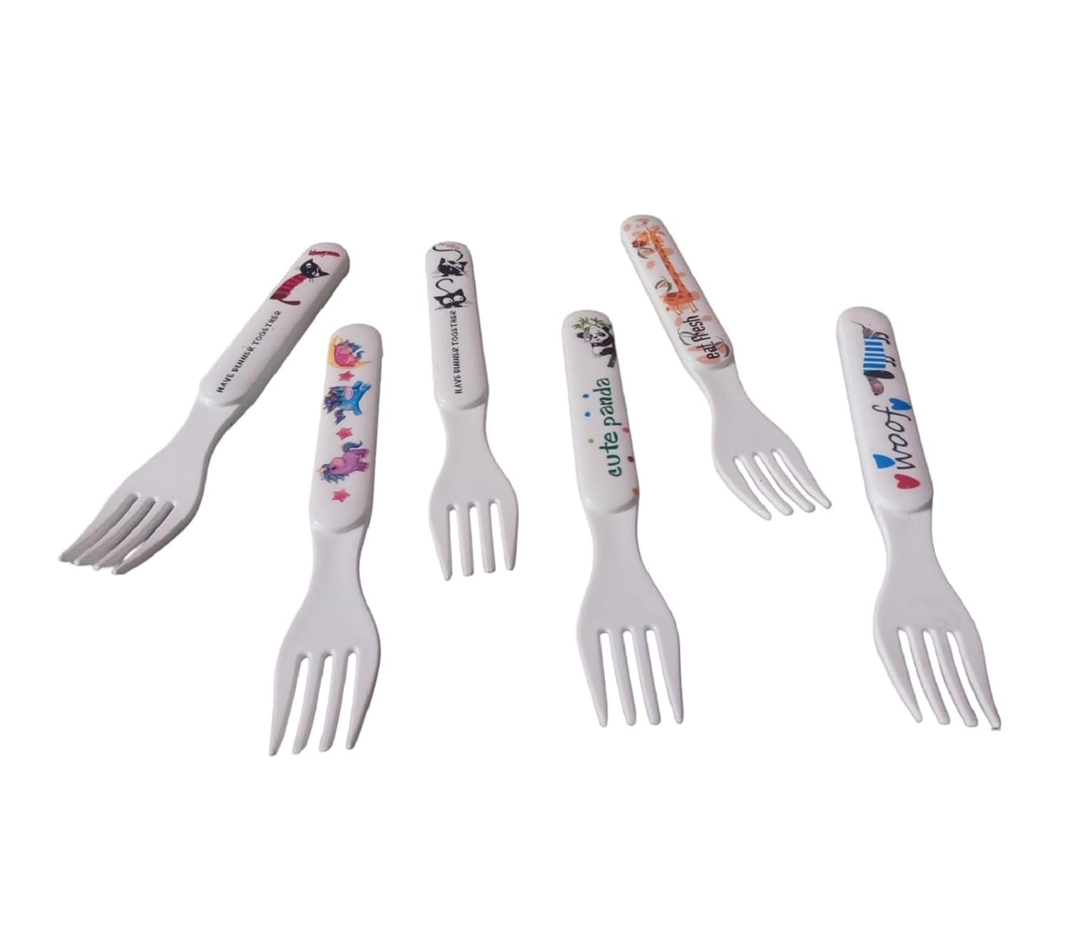 SBA PRIME Plastic White Colorful Fork Spoon Set for Kids, Kitchen Use (Pack of :- 6 Pcs Fork Spoons)-image-8