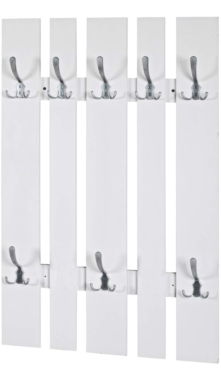 HAKU Möbel Wall coat rack, MDF, white stainless steel look, W 65 x D 9 x H 100 cm