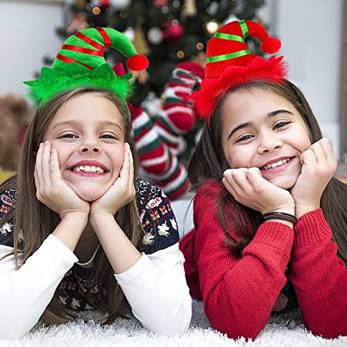 Bnikion 4 Pack Christmas Headband Elf Headband Multicolored Elf Hat Headband For Girls Women Christmas Party Favors #TOP1