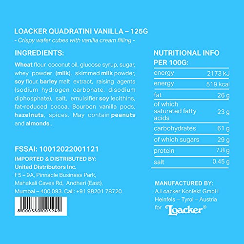 Image of Loacker Quadratini Vanilla 125Gram - Italy