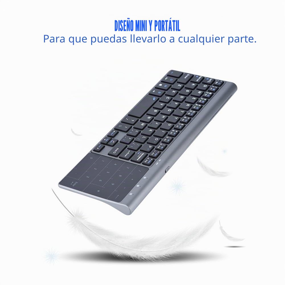 Vikye Teclado Inalámbrico de 2,4G, Mini Teclado Delgado Portátil Universal con Panel Táctil Sensible para PC/Notebook/TV Box