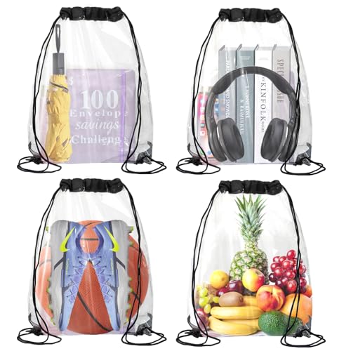 RAFIYU Mochila Transparente con Cordón y Bolsa de Deporte y