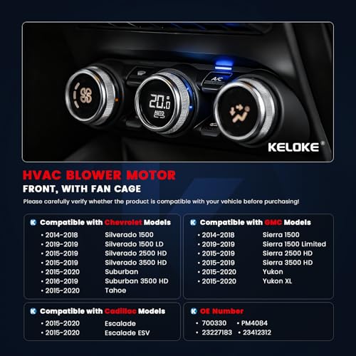 Image of KELOKE Front HVAC Heater Blower Motor Fan for Cadillac, Chevy & GMC Models