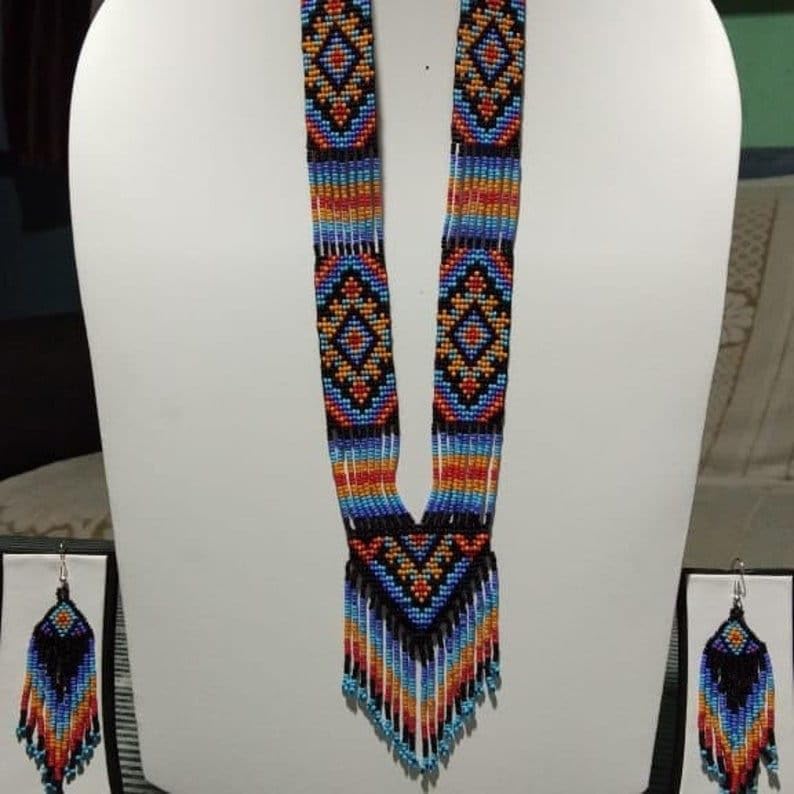 Joyería tradicional ucraniana Gerdan de cuentas tejidas a mano LK_UKRN_0566 2