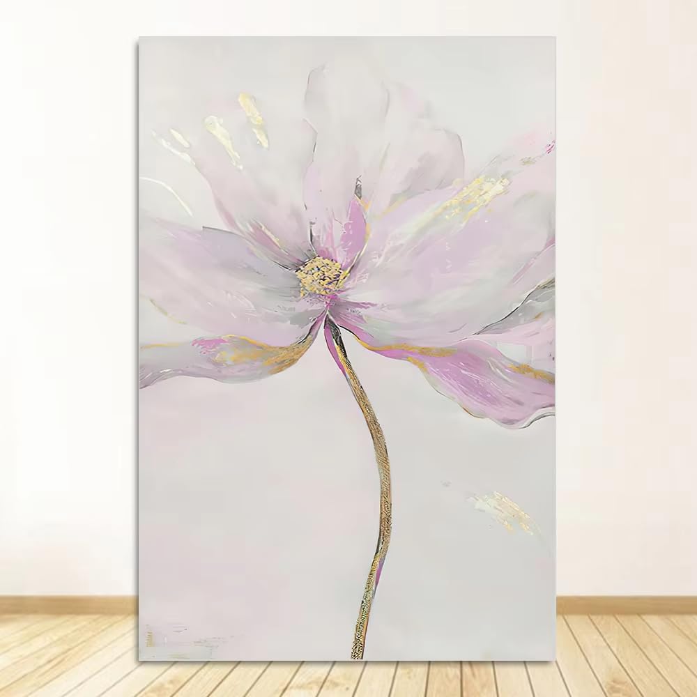 DFZEWKI Scandinavian Flower Canvas Art Abstract Painting Print Feather Decoration Picture for Living Room Home Decor(50x70cm(20x28in)/No frame)