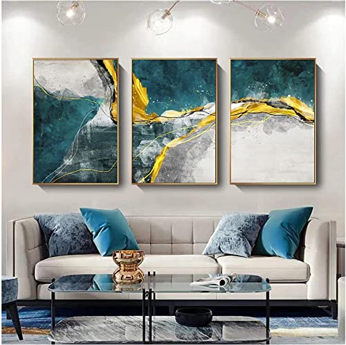 Tableau art moderne salon : affiche décoration murale de 3 toiles - 3