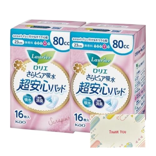 花王 ロリエ さらピュア吸水 超安心パッド 80cc 16枚入 2個セット パンティライナー +Kunutonnオリジナルロゴ入りeおまけ付