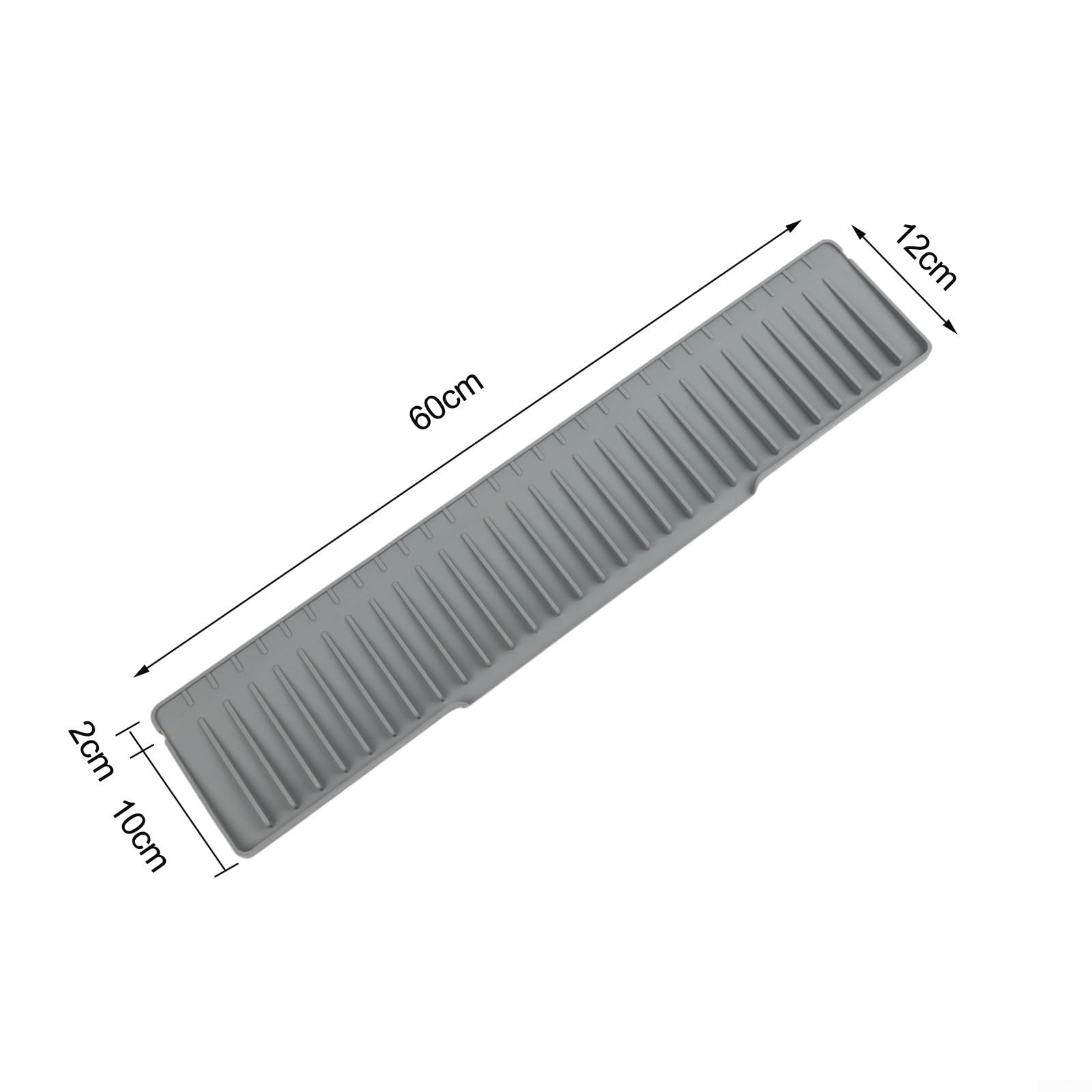 Tappetino Drenante in Silicone per Lavello Cucina, Bordo Stretto Anti-Schizzo , Assorbente 50x10cm(Grey -60*12CM)
