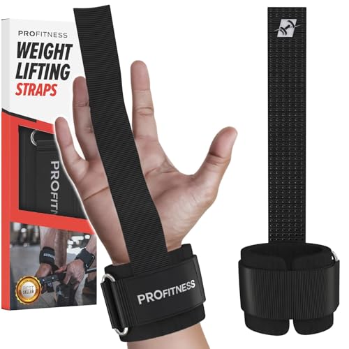 ProFitness Weight Lifting Straps – 10” Long Wrist Straps for Weightlifting – Padded Neoprene Lifting Straps Gym with Non Slip Silicone Grip Men and Women – Weightlifting Wrist Straps