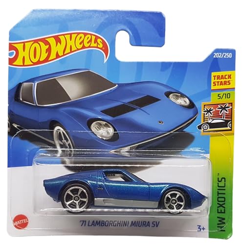Hot Wheels - ´71 Lamborghini Miura SV - HW Exotics 5/10 - HCX02 - Short Card - Track Stars - Azul metálico - Mattel 2022