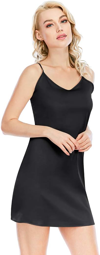 Miqieer Women's Long Silky Tank Top Adjustable Spaghetti Strap Camisole Slip Dress - Image 3