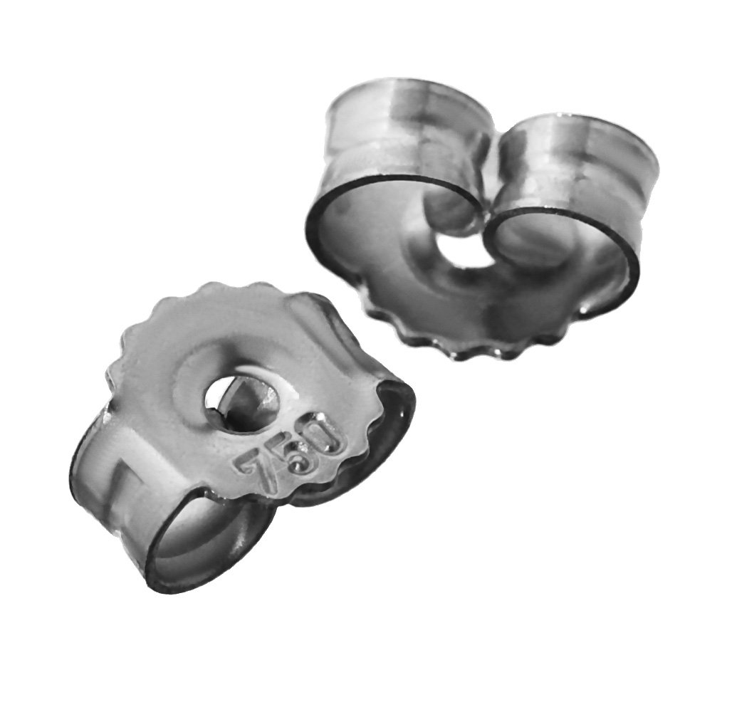 NKlaus - 1 Paio Di Dadi Per Orecchie In Oro Bianco 18 Carati (750), Larghezza 3,8 Mm, Foro 0,8 Mm