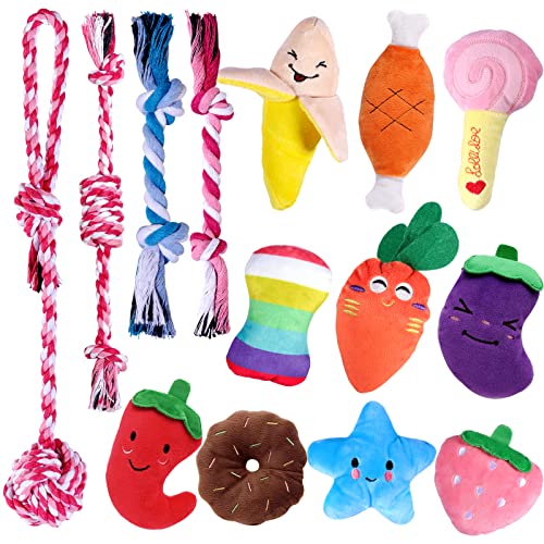 LOYEE 14 Pack Puppy Toys, Squeaky Plush Dog Toys for Small Dogs, Cute Puppy Teething Chew Toy, Indestructible Ropes Toys…