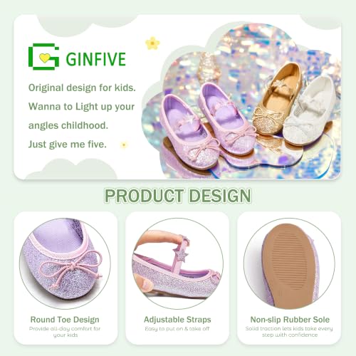 Image of GINFIVE Toddler Girls Dress Shoes Little Girls Mary Janes Ballerina Flats Shoes Toddler