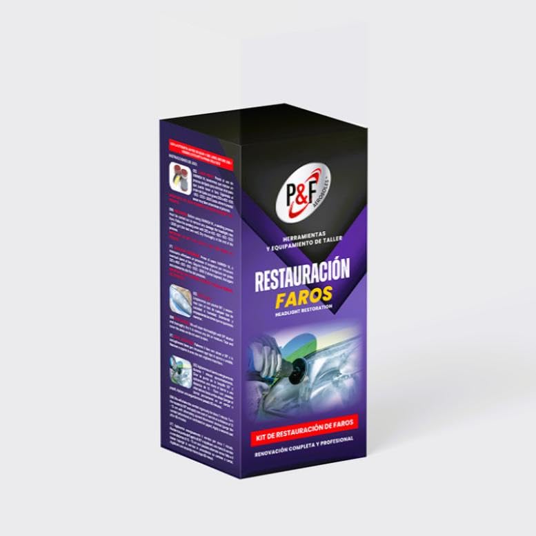 AEROSOLES P&F KIT RESTAURAR FAROS - Spray barniz 1K - Laca, restaura y protege de los rayos UV. Adherencia en policarbonato. Alto brillo. VARNISH CAR HEADLIGHTS MILTISUPERFICIE. 400 ml