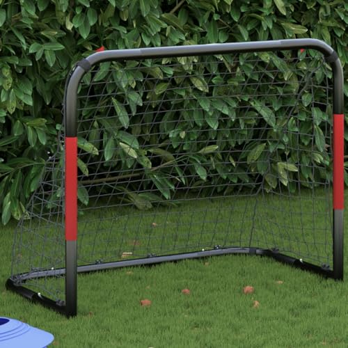 LLEZKBR Furniture Select-Portería de fútbol con red roja y negra, 90 x 48 x 71 cm, acero