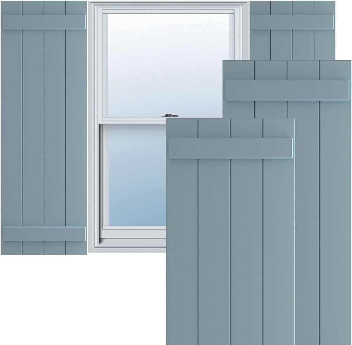 Ekena Millwork 21 1/2"W x 61"H True Fit PVC Four Board Joined Board-n-Batten Shutters, black Per Pair - Hardware Not Included) 21.5-in. W x 61-in. H black