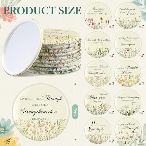 Abbylike 40 Pcs Christian Gift for Women Include 20 Bible Verse Makeup Bags 20 Christian Compact Mirrors Inspirational Religious Scripture Gift for Mom Sister Birthday Graduation (Elegant Style)4