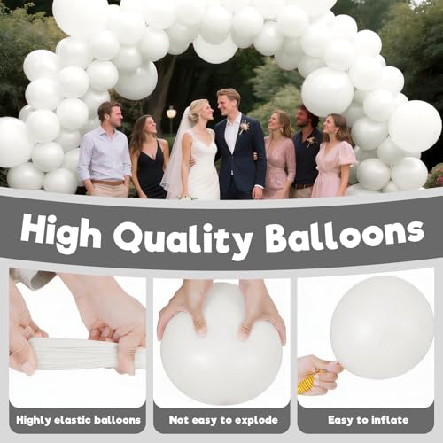 Image of White Balloons Birthday Party Balloons - 100 Pack 12 inch Round Balloons for Engagement Bachelorette Bridal Shower Wedding Party Birthday Decorations