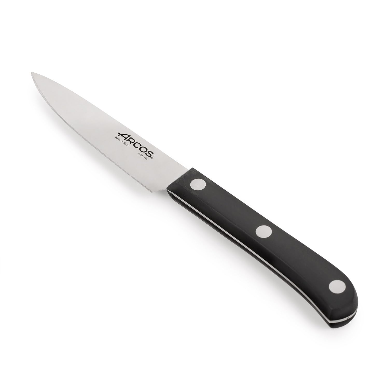 Arcos Serie Europa - Set de Cuchillos de Cocina 3 piezas (Mondador + Cocina + Santoku) - Hoja de Acero Inoxidable NITRUM - Mango de Polioximetileno (POM) - Color Negro
