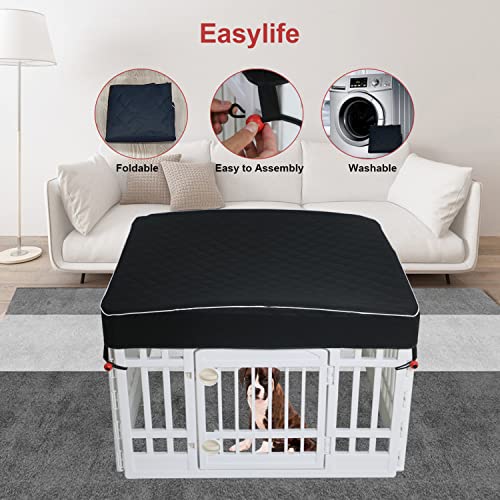 Image of Dog Pen Cover Dog Playpen Cover for Pets,Provide Shade and Security for Indoor Outdoor Dog Pen,Pet Playpen Cover Fits 35 inch Playpen 4-Panels (Playpen Not Included!!!)