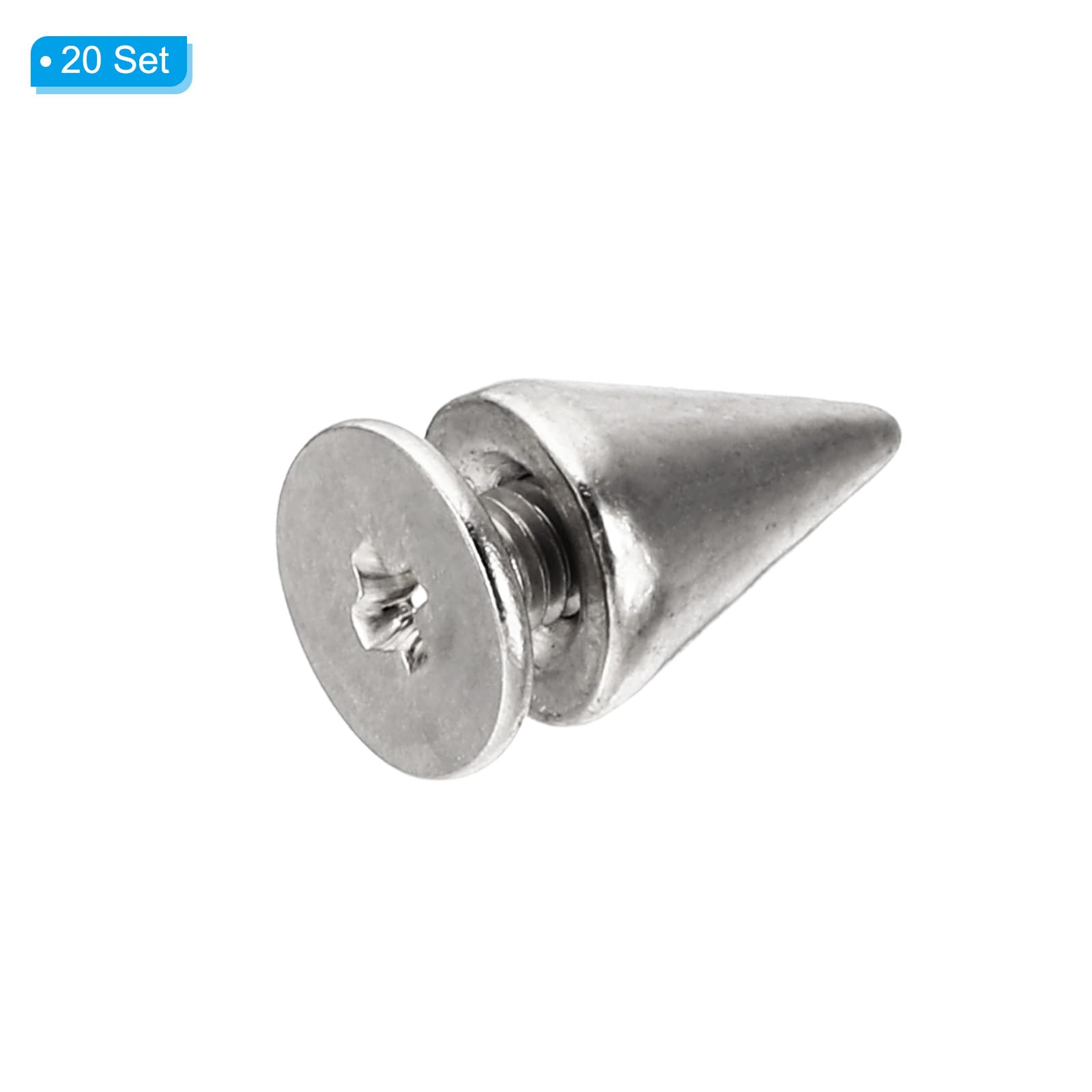 PATIKIL 10mm Studs for Clothing 20 Sets Studs and Spikes Leather Rivets Cone Spikes Metal Screw Studs for Clothing Leather Crafts Fabric Shoes Punk Bag Leathercraft - Image 3