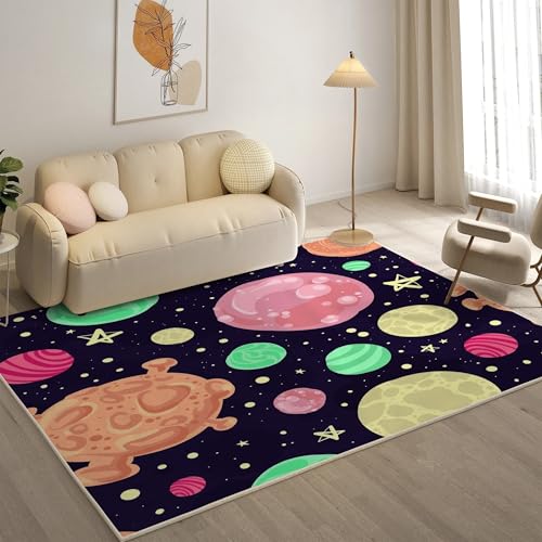 YZQGLHP Alfombra de área Estrella Alfombra Salon Planeta Antideslizante Lavable Alfombras Pelo Corto 80x150 cm, para Salón Dormitorio Oficina y Decoración del Hoga