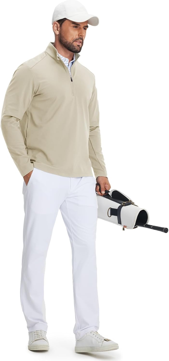 M MAELREG Quarter Zip Pullover Men Moisture Wicking Fleece lined Dry Fit Mock Neck Golf 1/4 Zip Pullover Mens Sweatshirt - Image 6