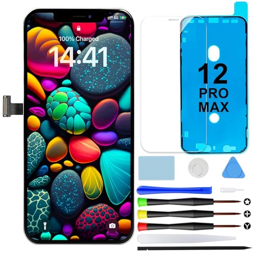GOLDWANGWANG Pantalla para iPhone 12 Pro MAX, 6,7 Pulgadas FHD Display Reemplazo 3D Táctil LCD Digitalizador con Herramienta de Reparación y Protector de Pantalla