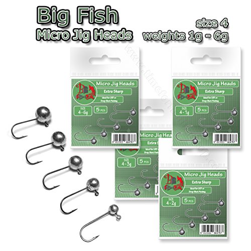 Micro Jig Heads size 4 1-6g LRF Ultra Light Soft Lure Drop Shot Fishing Set (VA06. 10pcs size 4-3g Micro Jig Heads Big Fish)