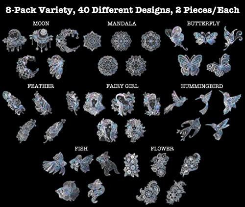Artsmona 80 Pieces Large Size Holographic Stickers, Glitter Shiny Iridescent Transparent Resin Sticker Decals For Scrapbook Junk Journal Bullet Journals Planners Laptops Water Bottles Paper Crafts #TOP1