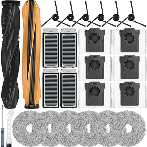 Bluearks 26 Stück Zubehör für Dreame X50 Ultra Complete/L50 Pro Ultra/L40s Pro Ultra/Matri X10 Ultra/V50 Ultra Complete Roboter Saugroboter 2Hauptbürste 4Filter 6Wischpad 6Seitenbürsten 6Staubbeutel