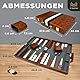 Große Backgammon-Sets für Erwachsene – Klassische Brettspiele für 2 Spieler, Erwachsene und Kinder – Premium Backgammon-Set mit 38 cm Spielbrett in hochwertigem PU-Leder-Etui