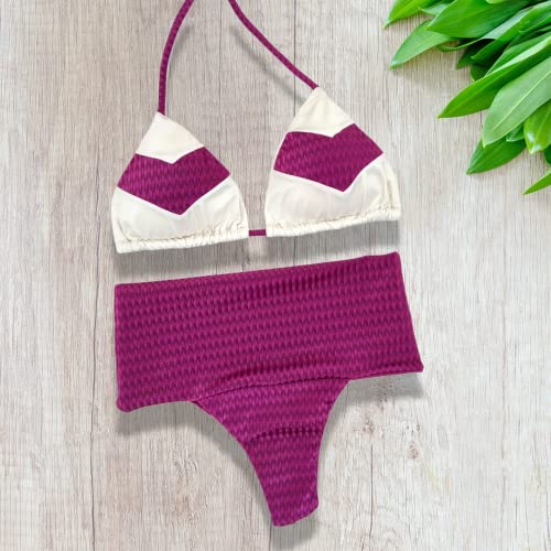 Biquíni Cortininha Hot Pants Cintura Alta fio Dental C/Bojo Tamanho:G;Cor:Verde Texturizado
