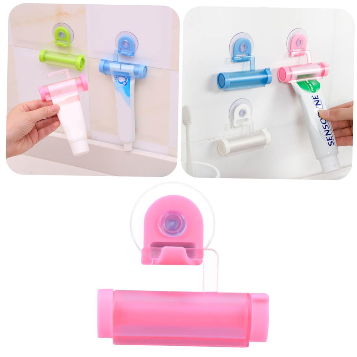 NOLITOY Squeeze Toothpaste Device Wall Mount Long-Lasting Sucker Toothpaste Dispenser Rolling Tube Squeezer