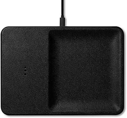 Courant Catch:3 Classics - Italian Leather Wireless Charger & Valet Tray - Qi-Certified, Compatible with iPhone 14, 13, 12, 11, Samsung Galaxy S23, S22, S21, S20, Note, AirPods, AirPods Pro (Black)
