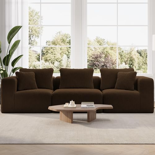 Image of Novilla 106 inch Modular Sectional Sofa, Deep Seat Modern Cloud Sectional Couch with Smarts Coil Support, Boneless Sectional Couch for Living Room Apartment, No Assembly Required, Brown