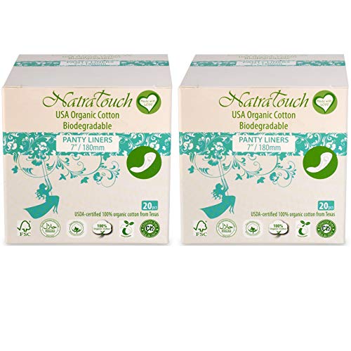 NATRATOUCH ~ COMPOSTABLE ~ Certified Organic Cotton Panty Liner Long (2 Pack Total 40 Liners) - //coolthings.us