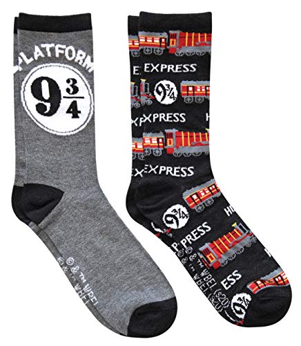 Hyp Harry Potter Hogwarts Express Platform 9 3/4 Mens Crew Socks 2 Pair Pack