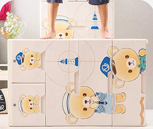 Armario para niños dormitorio infantil con 5 pisos de plástico amarillo 4
