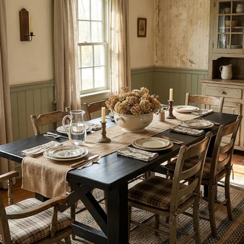 GarveeHome Dining Table for 6-8, 71" Long Large Wooden Farmhouse Kitchen Table with Thick Sturdy Frame, Rectangular Dining Room Dinner Table with Stable Triangular Legs for Kitchen,Office, Retro Black by GarveeHome - Image 2