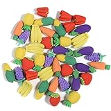 40 Pcs 3D Food Earsers, Cute Mini Fruit Vegetable Puzzle Erasers, Bulk Cool Fun Take Apart Erasers for Kids Boys Girls