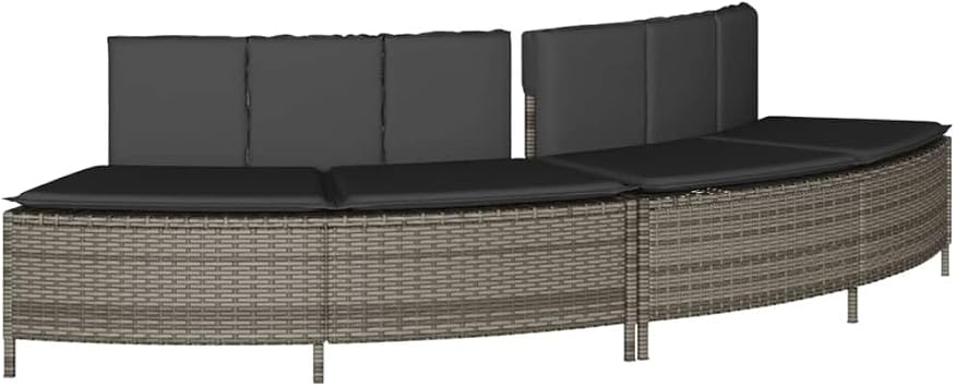 vidaXL Hot Tub Benches with Cushions Pack of 2 Grey Poly Rattan