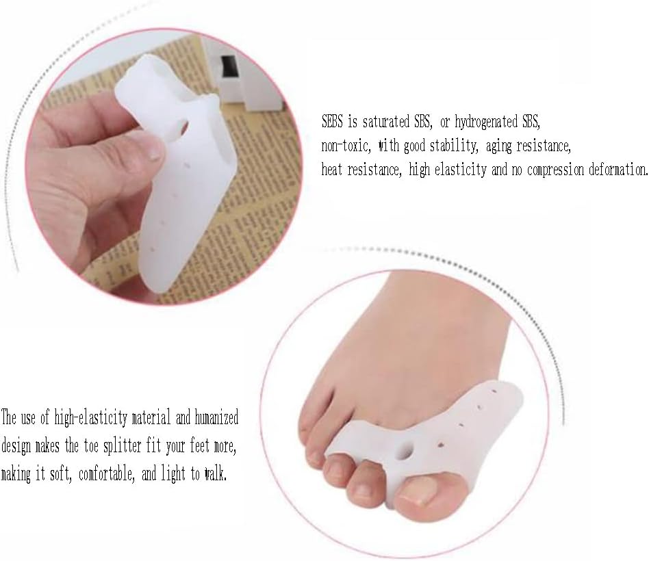 DEAVER Toe Holes Separator Silicone Bunion Protector Toe Spacer for Forefoot Cushion, Foot Rubbing Pads,Hallux Valgus Pain Relief for Women and Men